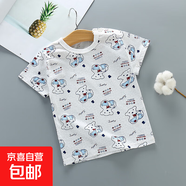 兒童短袖t恤純棉外貿童裝批發(fā) 夏季半袖女童體恤男童上衣半袖衣服 T白底滿(mǎn)花英文熊 120 /75#-建議身高110-120cm