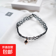 歐美編織松緊彈性項鏈魚(yú)線(xiàn)女鎖骨鏈頸帶項圈學(xué)生紋身脖飾女 黑色魚(yú)線(xiàn)菱形