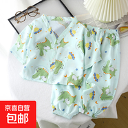 兒童家居服綿綢套裝 夏季男女童睡衣人造棉兩件套 棉綢空調(diào) MC03-綿綢-太空鱷魚(yú) 130
