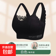 大碼胖mm蕾絲美背女士?jī)?nèi)衣聚攏防走光運(yùn)動(dòng)文胸?zé)o痕調(diào)整型內(nèi)搭抹胸 【黑色】單件裝 2XL 碼【140-160斤】