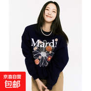 韓版衛衣男女小雛菊臘腸狗印花金高銀同款常規休閑百搭外套上衣潮 藏青色1931白 M