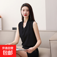 純色彈力吊帶背心女內搭2025夏季新款西裝打底衫韓版修身吊帶上衣 黑色 RF3327 XL 碼109-117斤