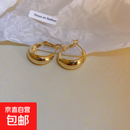 真金電鍍日韓幾何圓圈耳環(huán)氣質(zhì)簡(jiǎn)約百搭耳圈新款時(shí)尚通勤耳飾批發(fā) 銀針-金色