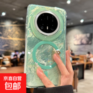 簡(jiǎn)約高級(jí)感純色適用iphone16冰川紋蘋果華為小米磁吸款漩渦手機(jī)殼 MD磁吸漩渦-透明[0]-LIYIK882綠色 華為p40pro