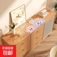多巴胺餐邊柜桌墊電視柜臺(tái)面保護(hù)墊透明pvc軟玻璃長(zhǎng)條桌布鞋柜墊 PVC半透明-ZD-TD31403小小皇冠球 40*120cm