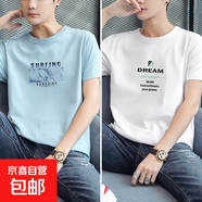 啄木鳥(niǎo)2件2025新款短袖t恤男士夏季純棉半袖休閑寬松圓領(lǐng)體恤 【2件裝 933灰藍+930白】 L 建議100-120斤