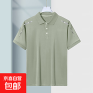POLO衫男夏季薄款冰絲涼感短袖t恤男寬松休閑翻領(lǐng)體恤大碼半袖潮 純綠【連桿蝴網(wǎng)POLO衫】 2XL 建議130-145斤