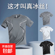 短袖t恤男2025夏季冰絲圓領(lǐng)速干薄款透氣半袖大碼男運動(dòng)寬松上衣 灰 【凱賓T953】 2XL