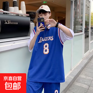 24號籃球服男士短袖套裝夏季冰絲網(wǎng)眼運動五分短褲兩件套學生班服 8號藍色1004 4XL