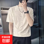 2025夏季新款冰絲鏤空男短袖T恤針織網(wǎng)眼V領(lǐng)半袖小衫薄款體恤WZY 白色 2XL