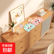 多巴胺餐邊柜桌墊電視柜臺面保護(hù)墊透明pvc軟玻璃長條桌布鞋柜墊 PVC半透明-ZD-TD31404蹦跶彩球球 35*240cm