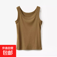 夏季新款人棉無(wú)袖背心女內穿打底衫修身顯瘦百搭吊帶女裝外穿衣Z 愚仁1050卡其色 L