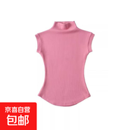 純欲風(fēng)小高領(lǐng)白色短袖t恤女夏季性感緊身螞蟻腰短款辣妹上衣ins潮 粉色 S