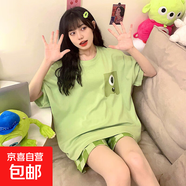 夏季2025年新款睡衣女短袖短褲棉質(zhì)可愛(ài)卡通韓版家居服套裝可外穿 Q61003 2XL 女