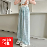 女童褲子薄款2025新款兒童速干防蚊褲大童夏季運動褲 藍格子 160