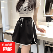 運(yùn)動(dòng)褲女2025夏季新款短褲熱褲大碼休閑褲 黑色 3XL 建議155-170斤