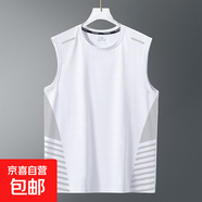 夏季背心男速干無(wú)袖T恤冰絲涼感運動(dòng)上衣寬松跑步短袖訓練健身服 純白【斜紋蝴網(wǎng)背心】 5XL 建議180-200斤