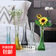ins風(fēng)方口玻璃花瓶一枝花插花鮮花水培居家客廳桌面高雅裝飾擺件 方口一枝花透明色高21cm