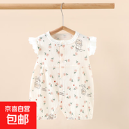 女寶寶連體衣薄款夏裝新生嬰兒短袖包屁衣服滿(mǎn)月百天公主哈衣爬服 郁金香兔 80cm 建議20斤內穿