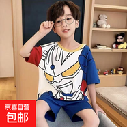 2025新款兒童睡衣夏季款男童卡通短袖薄款大童青少年男孩家居服男 迪迦【男童短袖圓領(lǐng)套裝】 S 【S碼-建議身高140-150】