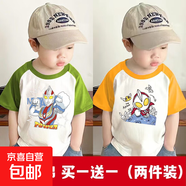 2025新款男童短袖t恤夏季純棉兒童上衣寶寶夏裝打底衫男孩衣服潮 綠色+黃色 100 cm