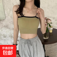 內衣女學(xué)生韓版撞色美背裹胸聚攏防走光運動(dòng)少女打底背心吊帶內搭 【抹茶】*帶胸墊/1件 S 【80-90斤】