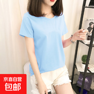 卡通短袖t恤女夏季2025新款內(nèi)搭體恤打底外穿體恤上衣ins超火女潮 藍(lán)色 M