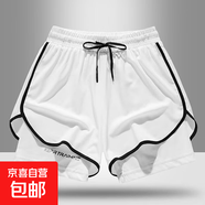 曼迪尚運動短褲男女速干夏季薄款冰絲雙層防走光內(nèi)襯情侶跑步三分 GF熊貓-K301白色 L 【110-125斤】