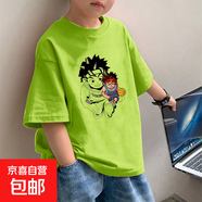 男童短袖t恤夏裝2025新款童裝半袖純棉男孩體恤潮兒童打底衫夏季 綠色 2424 150