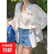 白色冰絲襯衫夏季抗皺薄款襯衣高級(jí)感法式天絲長(zhǎng)袖外套 白色襯衫 S