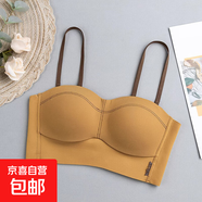 無(wú)痕抹胸時(shí)尚交叉美背一體固定小胸不空杯收副乳平胸聚攏顯大文胸 稻香黃 M【34/75ABC】