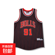 美式復古大網(wǎng)眼球衣男女麥迪哈達威皮蓬羅德曼籃球潮流背心 LNF 2333#黑紅91號羅德曼 L (120-140斤）