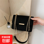 高級質(zhì)感鏈條包包女2025新款潮時(shí)尚百搭單肩斜挎包復古洋氣小方包 黑色