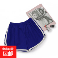 夏季新款運(yùn)動短褲女外穿寬松休閑闊腿褲高腰速干三分褲 卓和J01簡約褲藍(lán)色 L