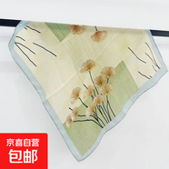 棉麻圍巾女春秋薄款方巾絲巾三角巾韓版百搭冬季保暖護(hù)頸圍脖披肩 銀杏（綠色） 65*65CM
