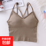 網(wǎng)紅爆款美背內衣女吊帶背心內搭裹胸抹胸帶胸墊性感打底上衣外穿 【1件】卡其色 M 【建議80-100斤】