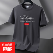 短袖T恤男2025夏季新款中老年寬松大碼圓領(lǐng)休閑初高中體恤潮-SL 深灰色 5XL 【180-200斤】