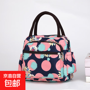 加厚牛津帆布飯盒袋手提飯盒袋手提媽咪包小布包帶飯手拎女包防潑 寶藍斑大波點(diǎn)