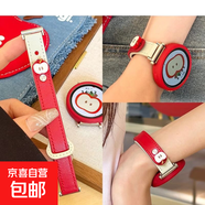 適用華為gt5手表表帶gt4女新款gt3創(chuàng  )意紅蘋(píng)果watch4pro拼色雙釘扣皮質(zhì)手表帶2榮耀Magic腕帶高級感 【紅蘋(píng)果】米白拼紅色-隨機拼+紅色硅膠殼 18mm適用華為GT5pro（42mm）