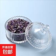白水晶消磁碗紫黃粉水晶原碎石擺件手鏈凈化消磁石飾品消磁碗器皿 【小號(hào)】100克紫水晶+消磁碗