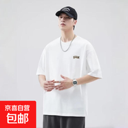 短袖t恤男2025夏季寬松潮流圓領(lǐng)男裝半袖體恤上印花體恤上衣純棉 白色 T-1205 M 80-100斤