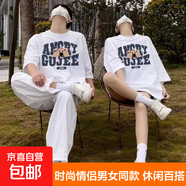 情侶裝五分袖春夏季t恤韓版ins一男一女學(xué)生情侶款衣服 ANCRY白色一件 XL