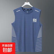 夏季背心男速干無(wú)袖T恤冰絲涼感運動(dòng)上衣寬松跑步短袖訓練健身服 回形藍【斜紋蝴網(wǎng)背心】 5XL 建議180-200斤