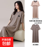 女士春夏季棉質(zhì)薄款短袖睡裙帶胸墊一體式裙子卡通休閑家居服連體 MJ33336【帶胸墊】 XL 女