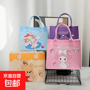 新品三麗鷗禮品包庫洛米卡通高顏值百搭包徒步大容量手提包毛氈包 維尼熊 【30*25*12】