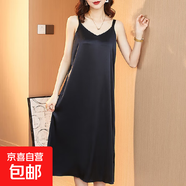 緞面連衣裙子女裝夏裝2025新款夏季設(shè)計(jì)感小眾背心吊帶長(zhǎng)裙 黑色 黑色 3XL 建議135-145斤
