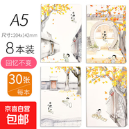 筆記本本子軟抄本車線縫線本記事本小清新手繪簡(jiǎn)約批發(fā)考研學(xué)生用日記本文具湊單晨光同款 【8本裝】A5回憶不變
