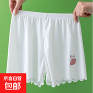 2025夏季女童防走光安全褲薄款中大兒童打底褲女孩外穿冰絲短褲 白色-草莓兔子 140