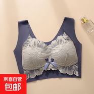 大碼蕾絲無痕冰絲抹胸?zé)o鋼圈聚攏防下垂美背薄款文胸罩女士內(nèi)衣 寶藍【一件不劃算】 4XL 建議160-180斤