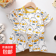 【男寶夏季套裝】男童短袖卡通印花兒童兩件套衣服套裝純棉短袖 Z-13滿花鴨短袖套裝 80 建議70cm身高左右